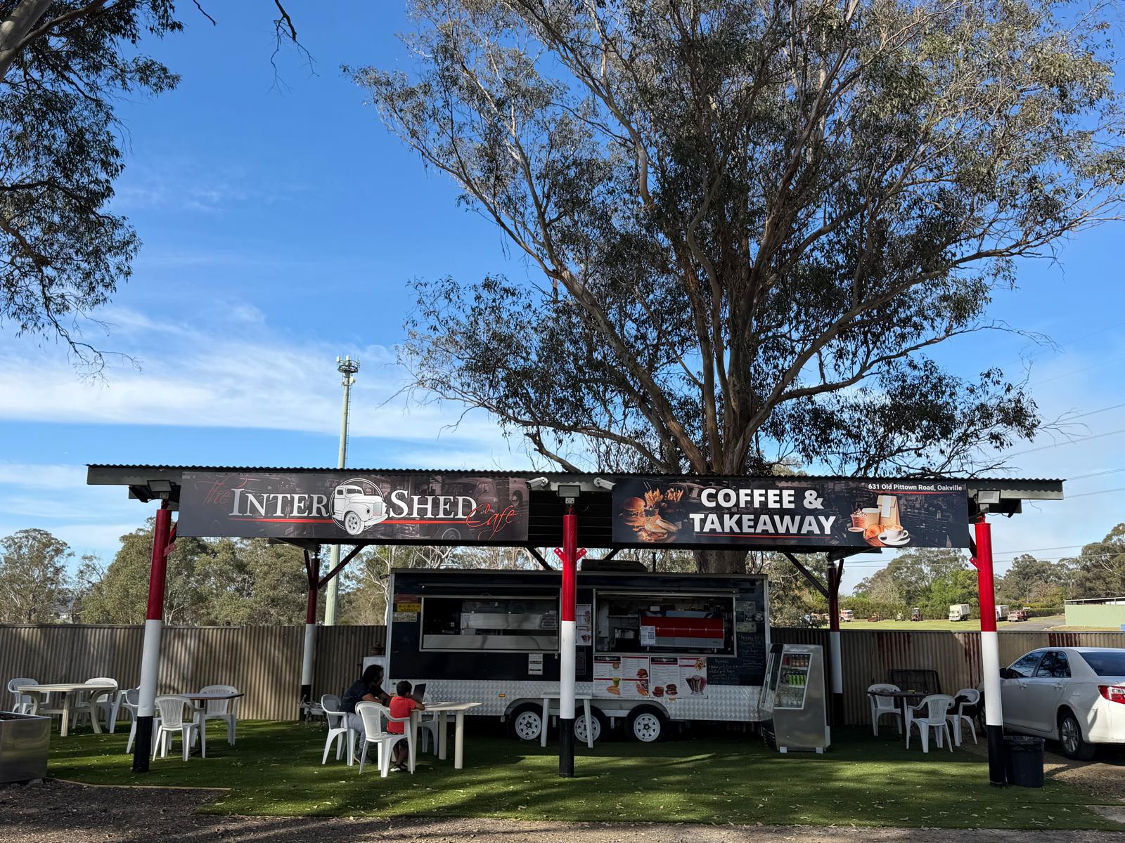 The Inter Shed Cafe under the gum trees on Old Pitt Town Road